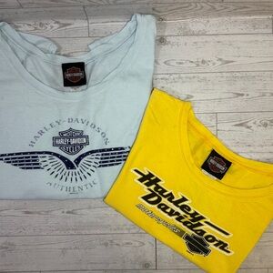 Harley-Davidson Short Sleeve Tees - Blue and Yellow